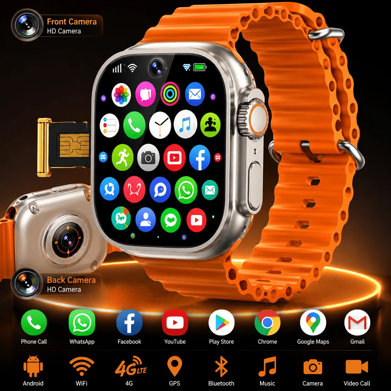 Ultra S9 4G Android Smart Watch – Dual Camera, SIM Support, WhatsApp & YouTube - Image 3