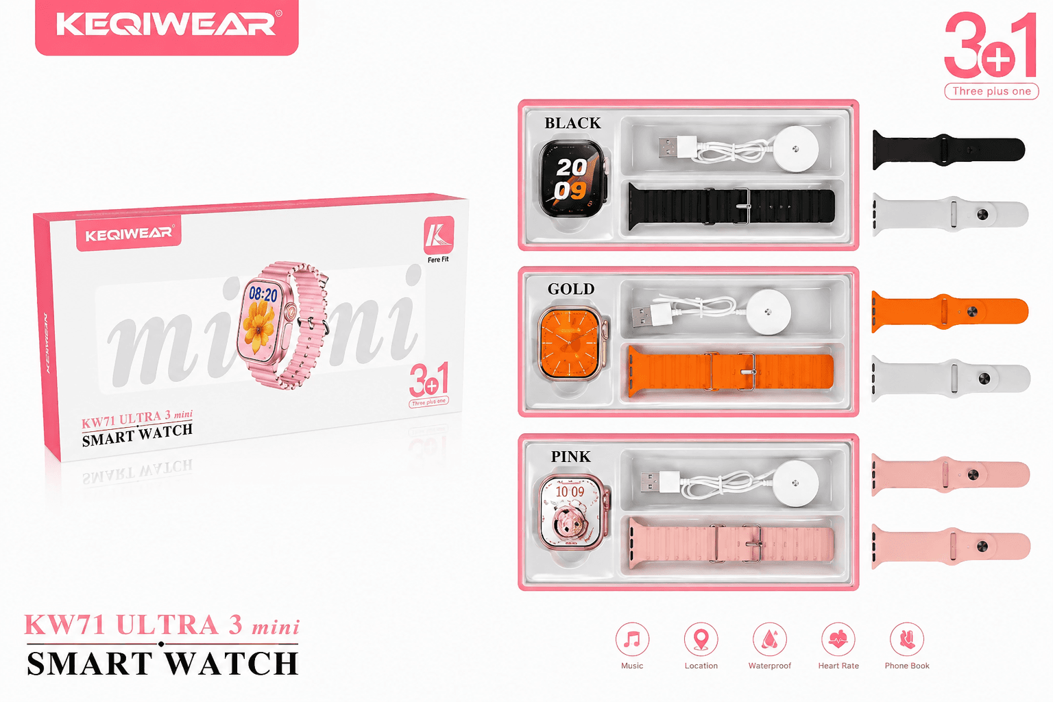 KW71 Ultra 3 Mini Smart Watch – Bluetooth Calling & HD Display - Image 4